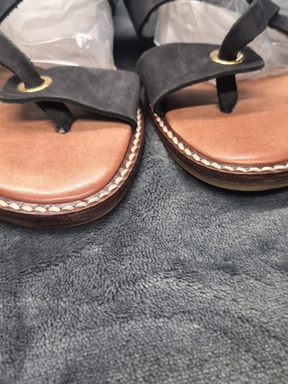 Coach And Four Black Slip On Sandals Women's Size 6.5 Paded Footbed Made Italy - Picture 10 of 11